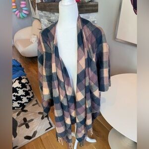 Brooks Brothers Plaid Wool Cashmere Cape One Size